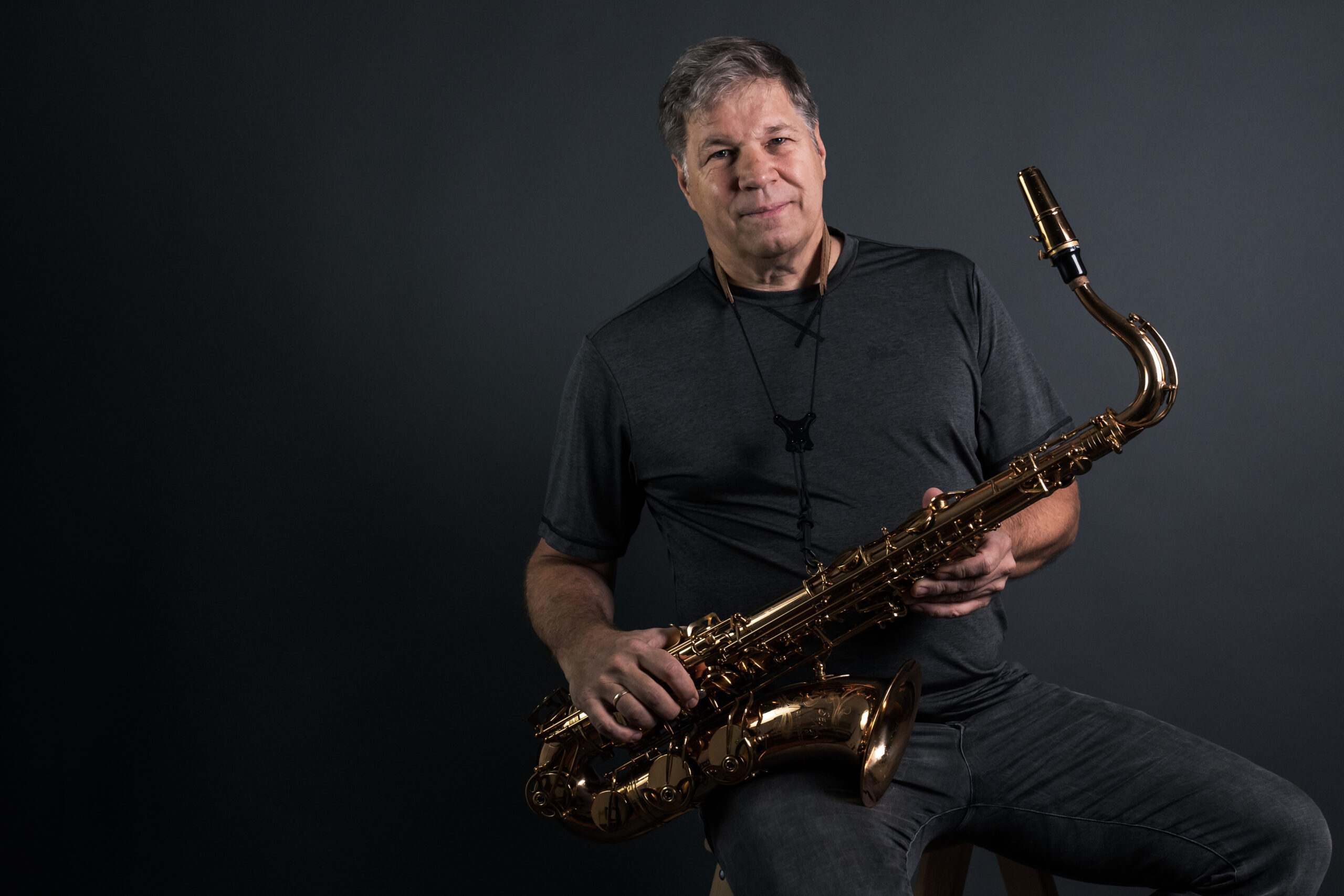 A7308454-Beecroft in Gray David Beecroft plays Sax at Jazz Concert and Jam Session at Bar BoBu