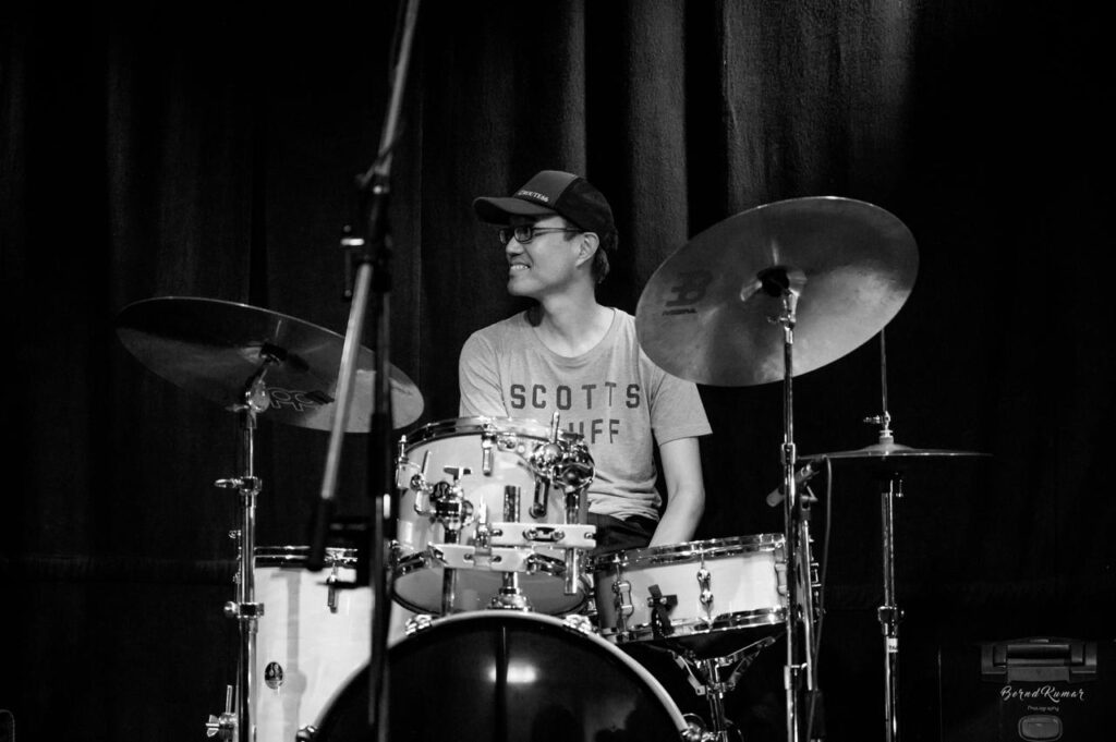 Shininchi Nakajima plays drums